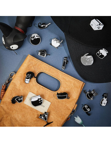 16 Pines de Esmalte Gato Negro Juexica - Accesorios Kawaii