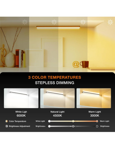 Luces Bajo Gabinete LED Inalámbricas Recargables 20cm Negro