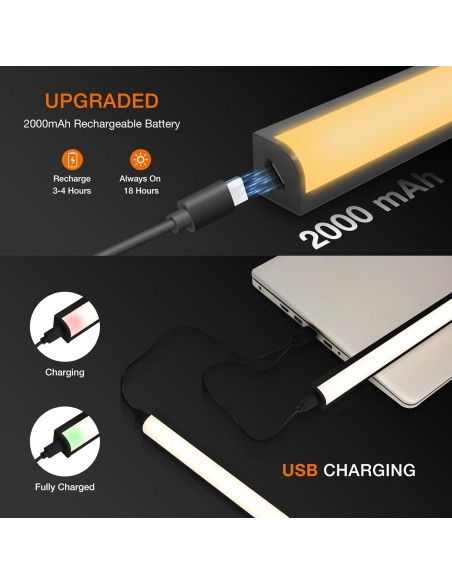 Luces Bajo Gabinete LED Inalámbricas Recargables 20cm Negro