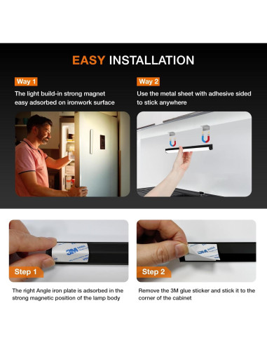 Luces Bajo Gabinete LED Inalámbricas Recargables 20cm Negro