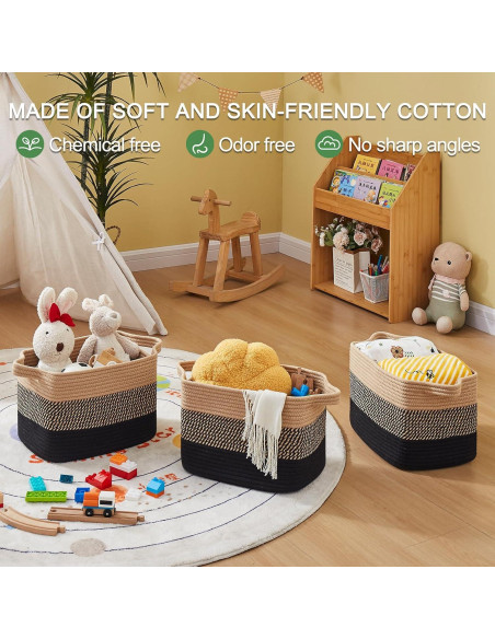 Canasta de Almacenamiento OIAHOMY 3 Piezas 33x25x22cm Algodón