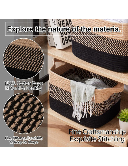 Canasta de Almacenamiento OIAHOMY 3 Piezas 33x25x22cm Algodón