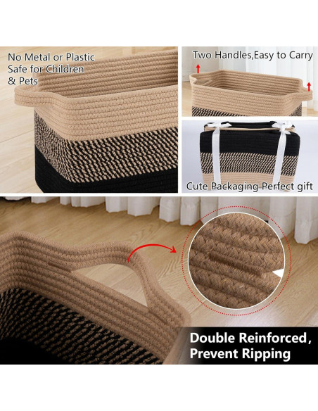 Canasta de Almacenamiento OIAHOMY 3 Piezas 33x25x22cm Algodón