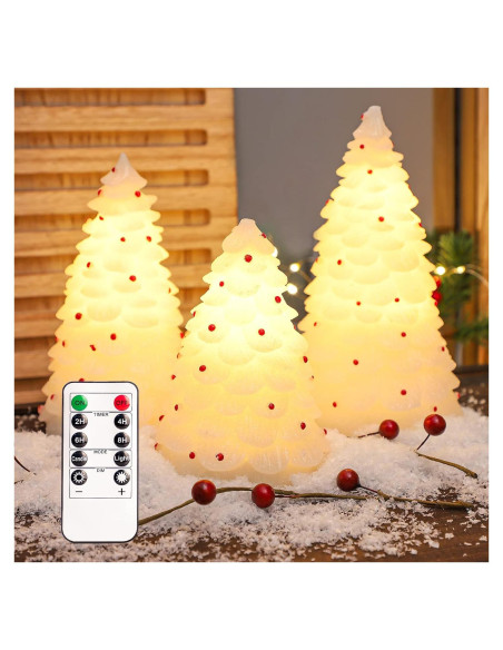 Set de 3 Velas LED Sin Llama Crystal Club - Árbol de Navidad 3D