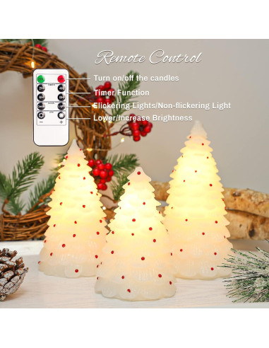 Set de 3 Velas LED Sin Llama Crystal Club - Árbol de Navidad 3D
