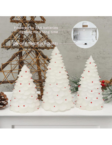 Set de 3 Velas LED Sin Llama Crystal Club - Árbol de Navidad 3D
