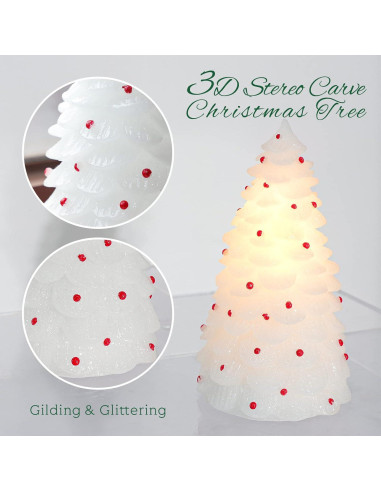 Set de 3 Velas LED Sin Llama Crystal Club - Árbol de Navidad 3D