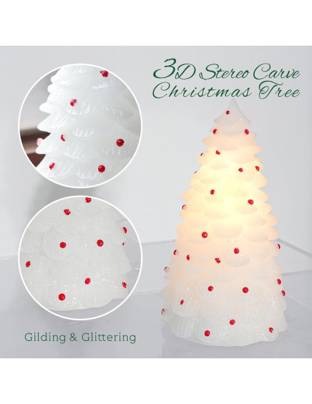 Set de 3 Velas LED Sin Llama Crystal Club - Árbol de Navidad 3D