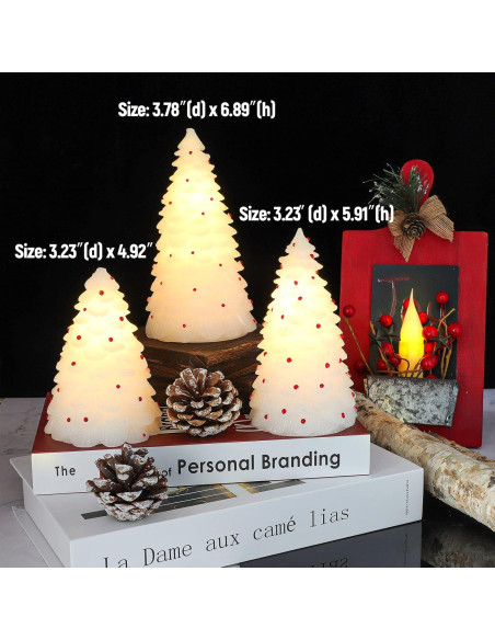 Set de 3 Velas LED Sin Llama Crystal Club - Árbol de Navidad 3D