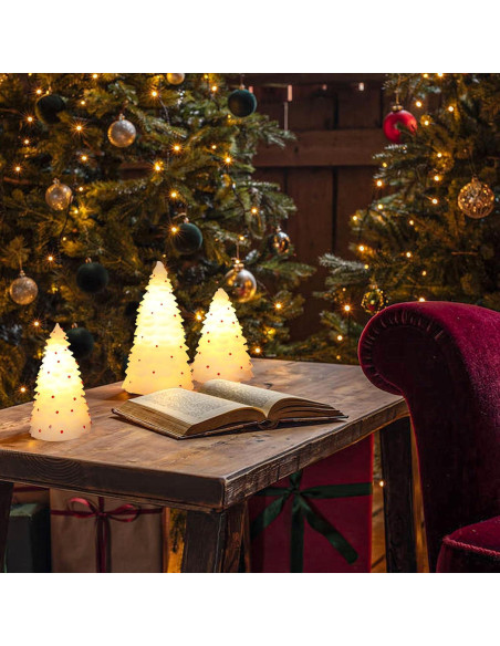 Set de 3 Velas LED Sin Llama Crystal Club - Árbol de Navidad 3D