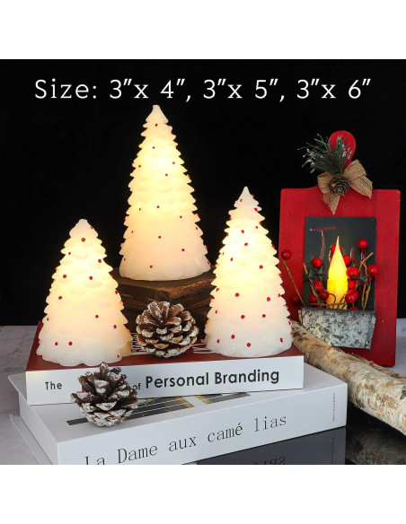 Set de 3 Velas LED Sin Llama Crystal Club - Árbol de Navidad 3D
