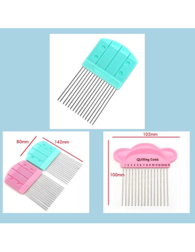 Peine para Quilling de Papel EXCEART Rosa 14.2x8cm