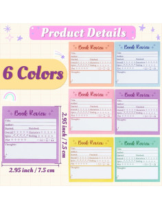 Notas Adhesivas Mini Reseña de Libros L1rabe - 6 Piezas Coloridas 2