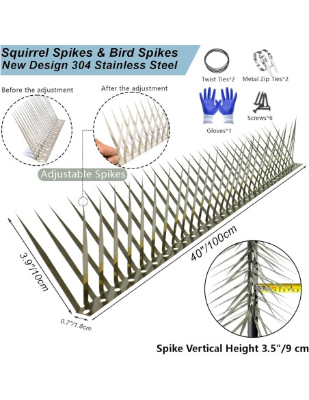 Picos Antiardillas TIQUKDELY 101.6 cm Acero Inoxidable