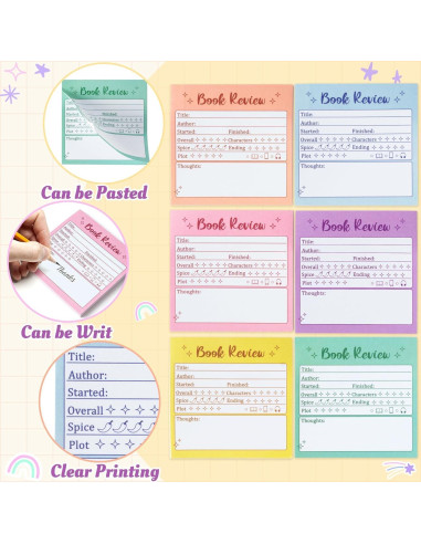 Notas Adhesivas Mini Reseña de Libros L1rabe - 6 Piezas Coloridas