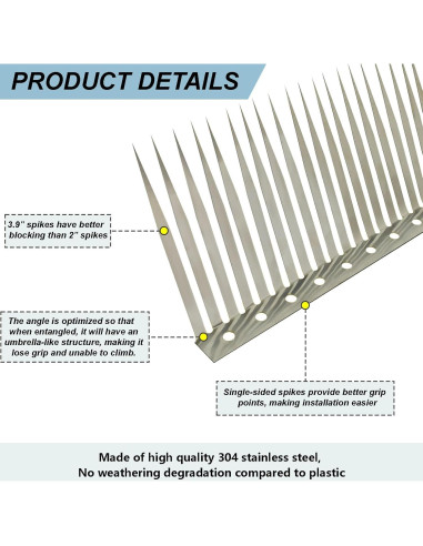 Picos Antiardillas TIQUKDELY 101.6 cm Acero Inoxidable