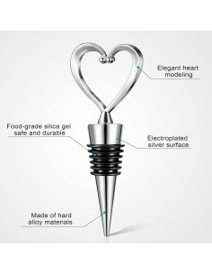30 Tapones de Vino Corazón Plateado Ferraycle - Clásico 2
