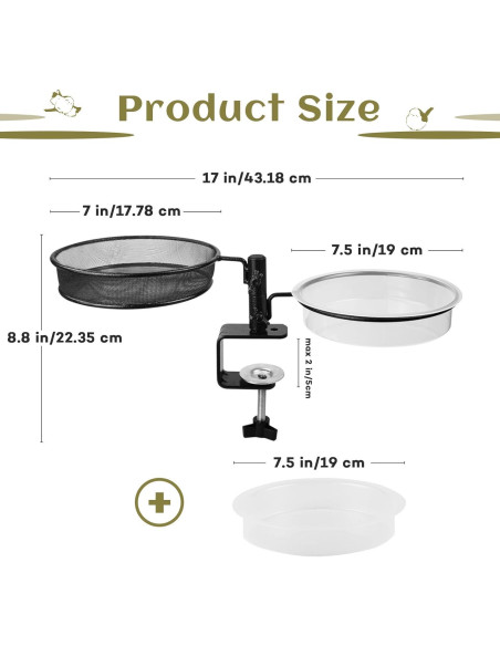 Comedero para Aves Urban Deco de Deck Ajustable 42x18 cm