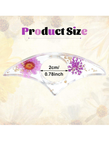 4 Soportes de Página de Libro de Resina con Flores Secas Pajean