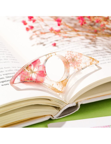 4 Soportes de Página de Libro de Resina con Flores Secas Pajean