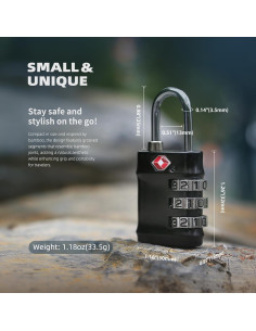 Candado de Combinación TSA UP Security - 3 Dígitos, Negro 2