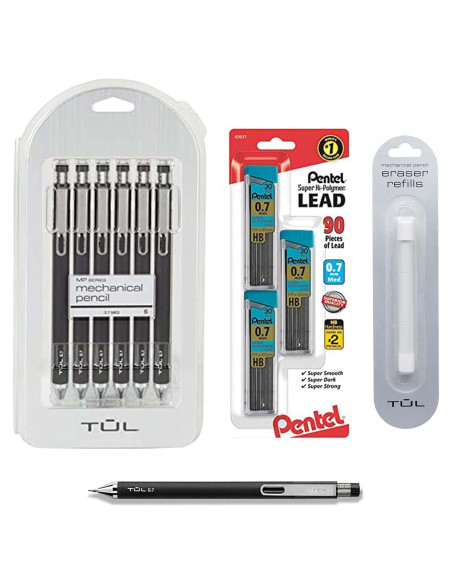 Paquete de Lápices Mecánicos TUL 0.7mm + Recargas Borrador