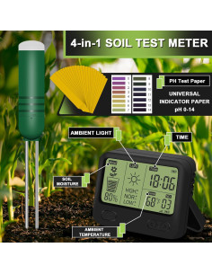 Medidor de Humedad del Suelo Inalámbrico KITHOUSE 4-en-1 2