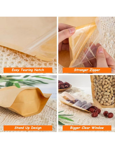 100 Bolsas de Papel Kraft Reutilizables 8.9x14 cm SixWeKit