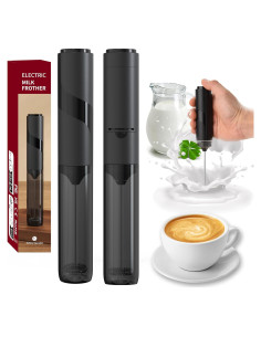 Espumador de Leche de Viaje WBJHYM con Tapa 0.3L Negro