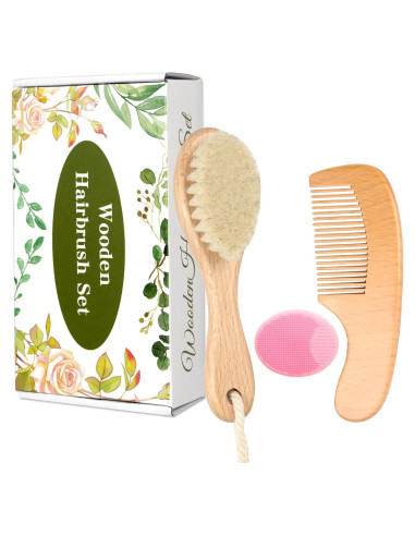 Juego de Cepillo y Peine de Madera WXA para Bebés 3 Piezas
