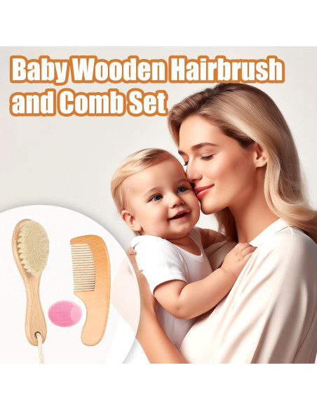 Juego de Cepillo y Peine de Madera WXA para Bebés 3 Piezas