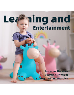 Caballo Saltarín Jirafa Azul Everich para Niños 18 Meses a 6 Años 2