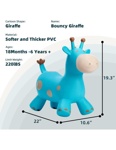 Caballo Saltarín Jirafa Azul Everich para Niños 18 Meses a 6 Años