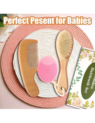 Juego de Cepillo y Peine de Madera WXA para Bebés 3 Piezas