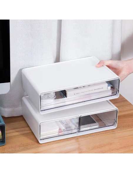 Organizador de Escritorio Zyners Blanco 3 Cajones Apilables