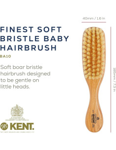 Cepillo de Cabello para Bebés KENT BA10 con Cerda Natural 19.05 cm 2
