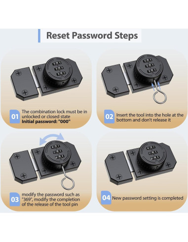 Cerradura de gabinete YogePote combinación 3 dígitos negra
