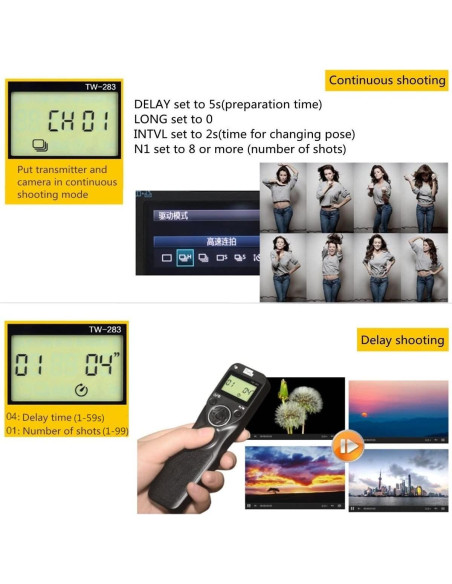 Control Remoto Inalámbrico Pixel TW-283 DC0 para Nikon