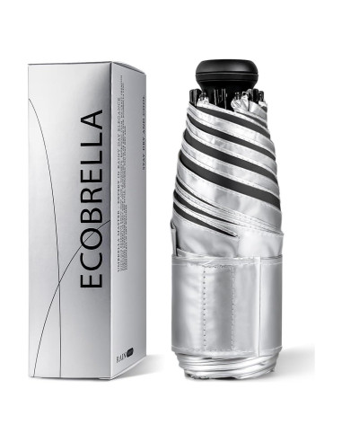 Mini Paraguas de Viaje ECOBRELLA Negro UPF 50+ Compacto