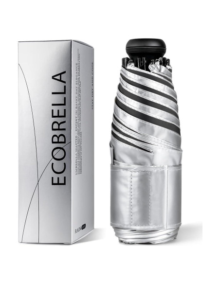 Mini Paraguas de Viaje ECOBRELLA Negro UPF 50+ Compacto Mini Paraguas de Viaje ECOBRELLA Negro UPF 50+ Compacto