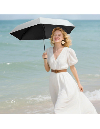 Mini Paraguas de Viaje ECOBRELLA Negro UPF 50+ Compacto