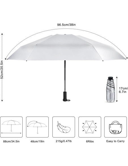 Mini Paraguas de Viaje ECOBRELLA Negro UPF 50+ Compacto Mini Paraguas de Viaje ECOBRELLA Negro UPF 50+ Compacto