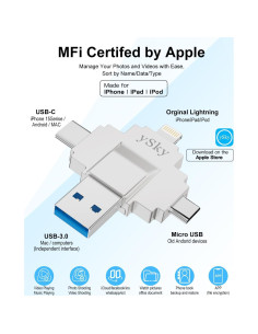 Memoria USB 1TB MFi ySky 4 en 1 para iPhone y Android 2