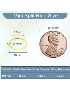 100 Anillos Abiertos Mini CooBigo 10mm Dorados para Manualidades 2
