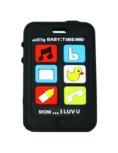 Chupete de Dentición Silli Chews Teléfono Celular Negro 8.89cm