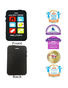 Chupete de Dentición Silli Chews Teléfono Celular Negro 8.89cm 2