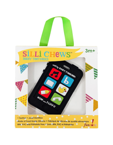 Chupete de Dentición Silli Chews Teléfono Celular Negro 8.89cm