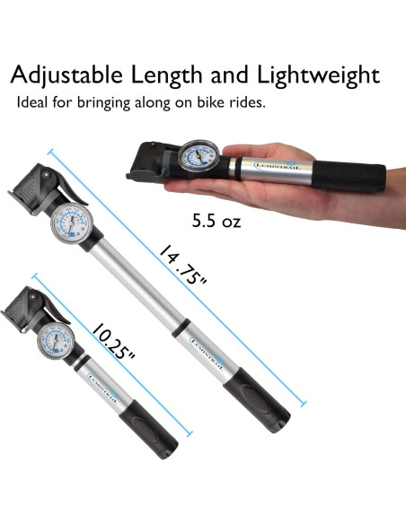 Bomba de Bicicleta Mini Lumintrail con Manómetro y Aguja