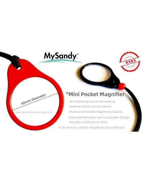 Lupa Portátil 3X MYSANDY con Correa de Cuero - Negro