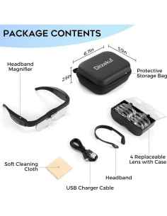 Lupa de Cabeza con Luz Dilzekui 1.5X-5X Recargable 2